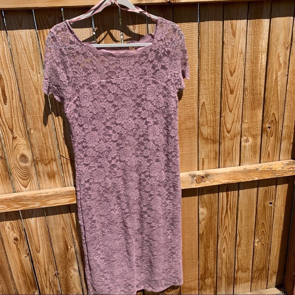 NWT Onyx Nite lace floral short sleeve pull over dress size 16